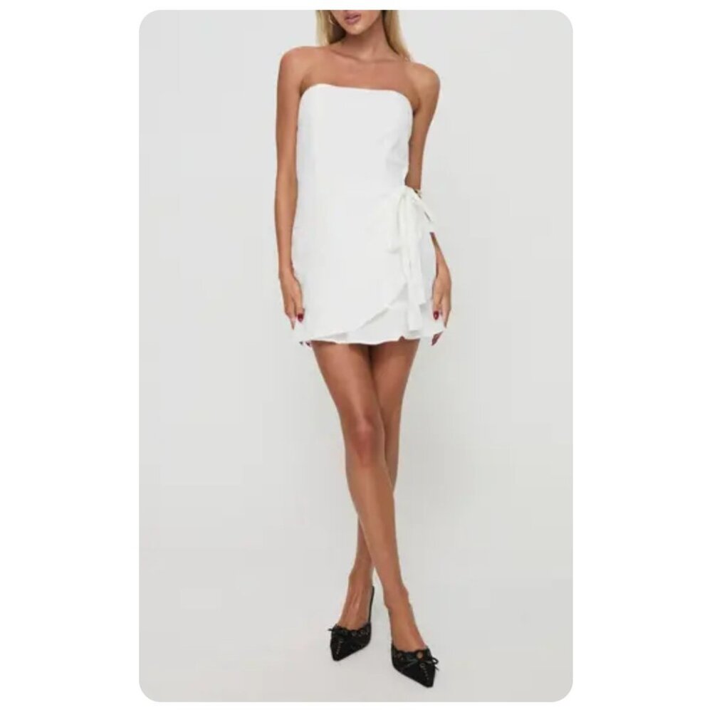 Princess Polly White Strapless Mini Dress with Side Tie